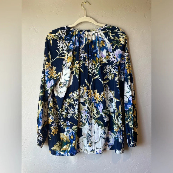 Chicos floral peasant boho loose watercolor Lagenlook cottage core work teacher - Picture 9 of 9